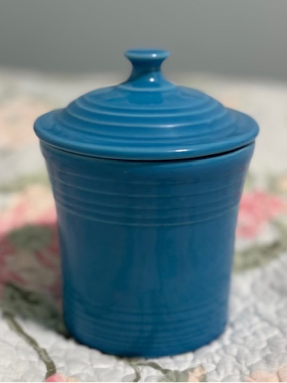 Fiestaware Jar Jam Condiment with Lid Homer Laughlin Peacock Blue